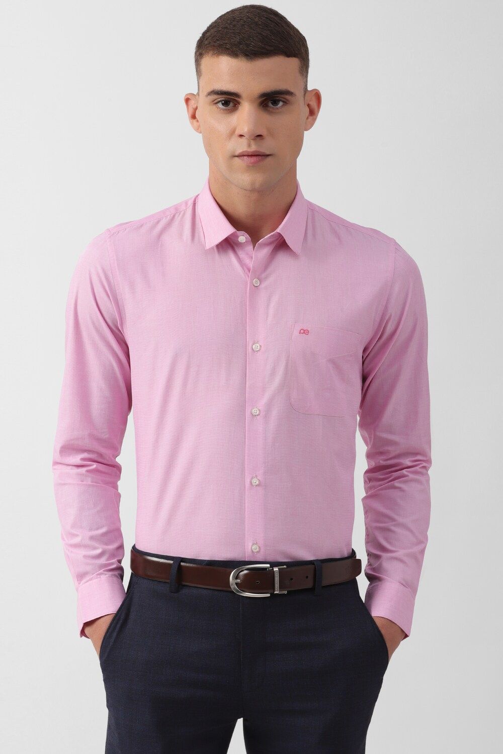 Men Pink Slim Fit Solid Full Sleeves Casual Shirt