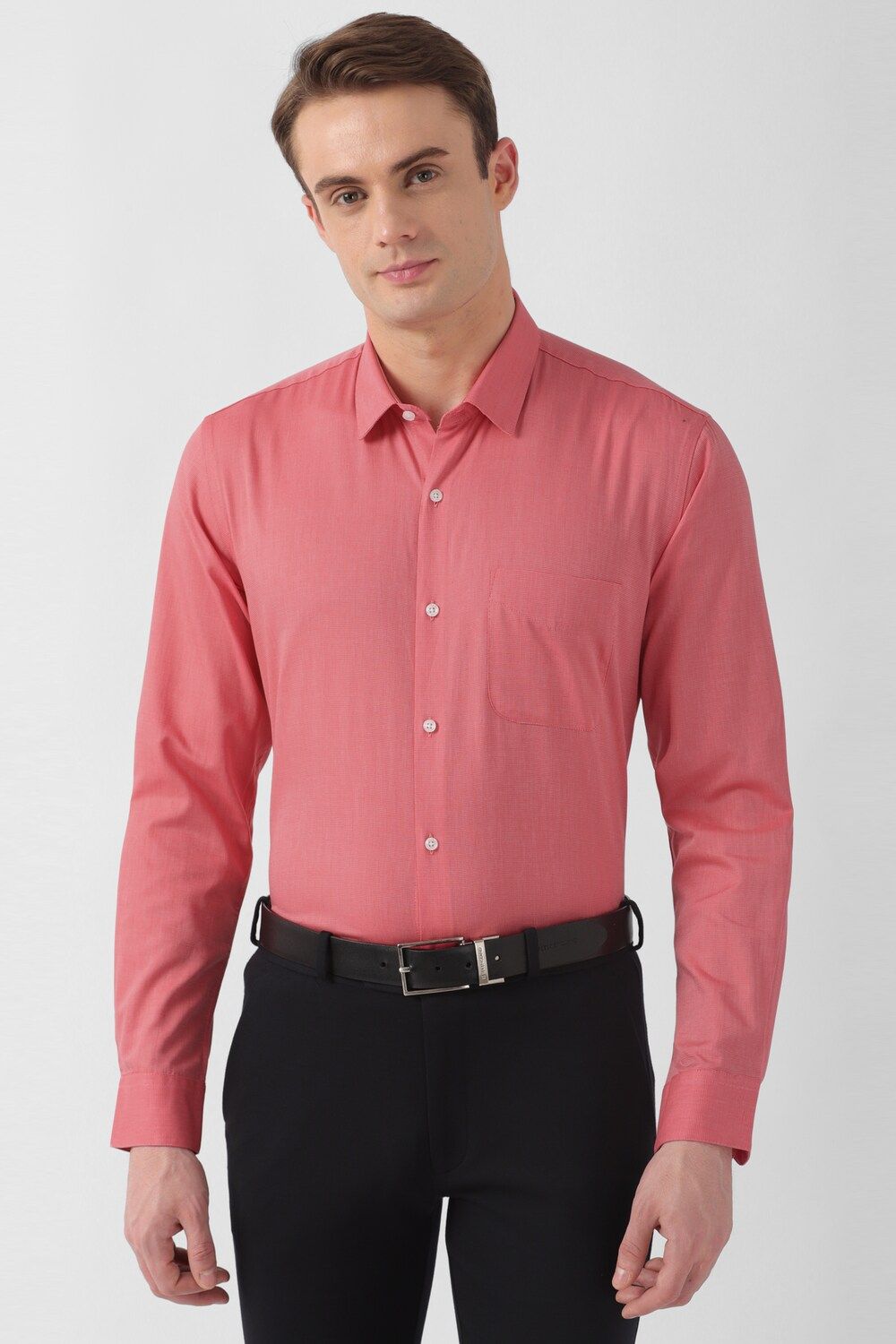 Men Pink Regular Fit Formal Full Sleeves Formal Shirt