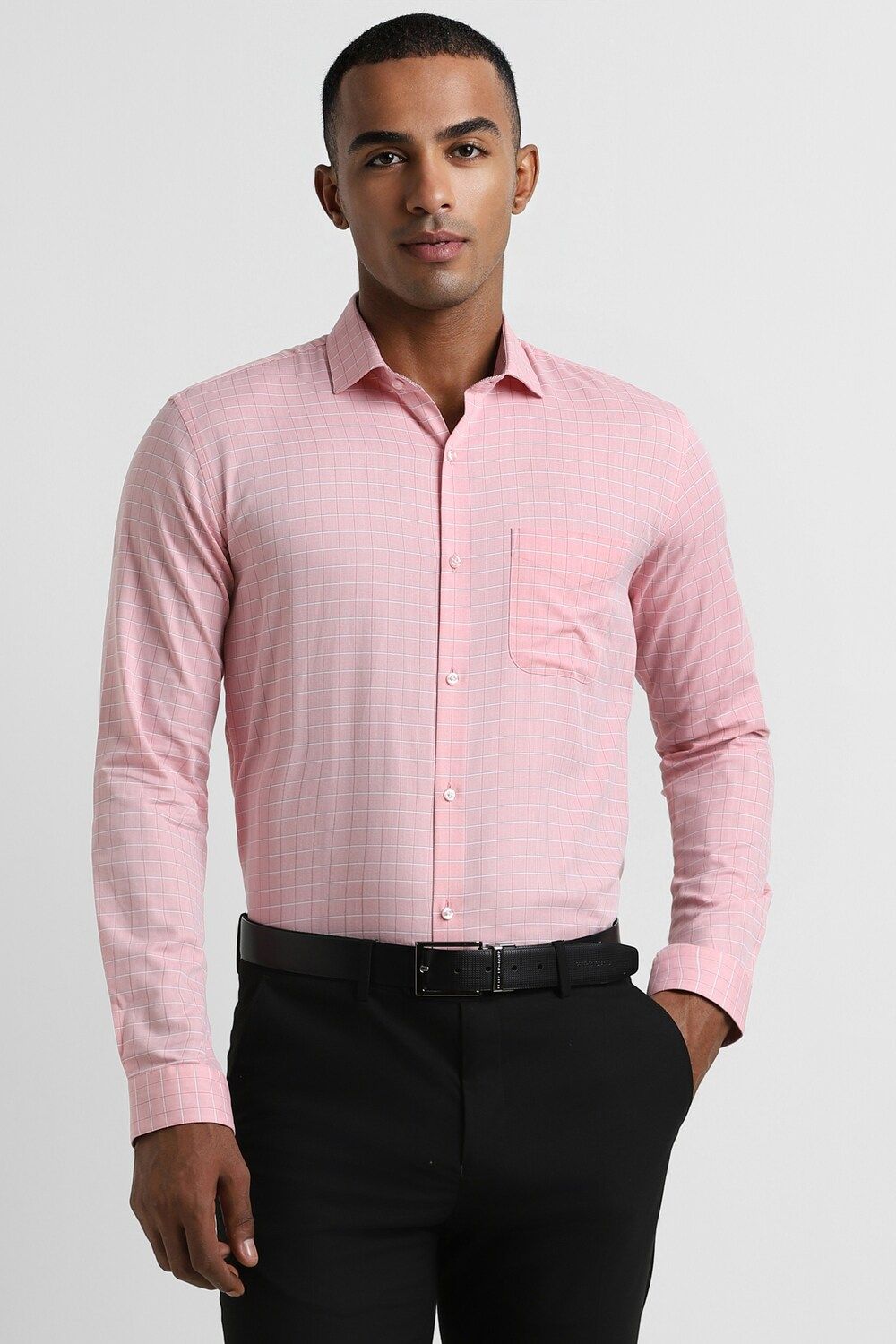 Men Pink Regular Fit Formal Full Sleeves Formal Shirt