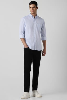 Men Blue Slim Fit Print Full Sleeves Casual Shirt
