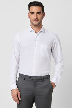 Men White Slim Fit Formal Full Sleeves Formal Shirt