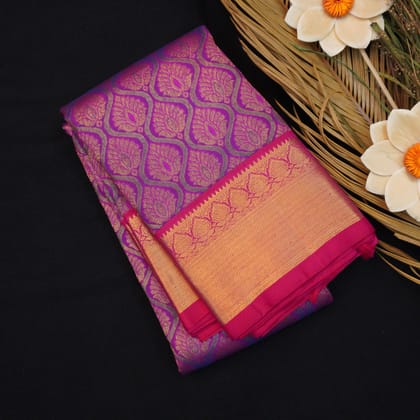 Purple Bridal Kanchipuram Silk Saree Pure Gold Zari