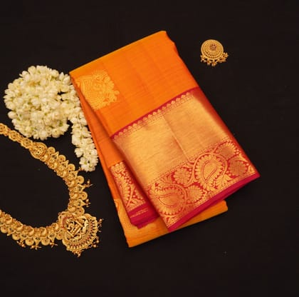 Mustard Yellow Traditional Kanchipuram Silk Saree