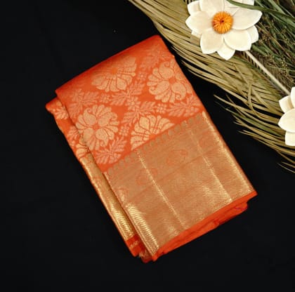 Chilli Red Jaal Jacquard Bridal Kanchipuram Silk Saree