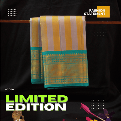 Pastel Vertical Lines with Anandha Korvai Kanchipuram Silk Saree