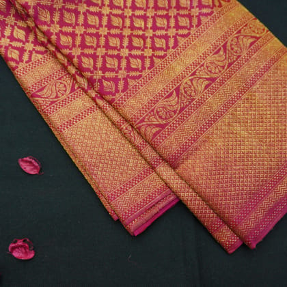 Rani Pink Kanchipuram Silk Saree Self Jacquard