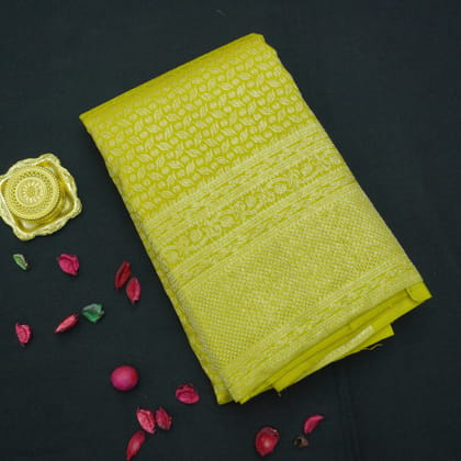 Lemon Green Kanchipuram Silk Saree Self Jacquard