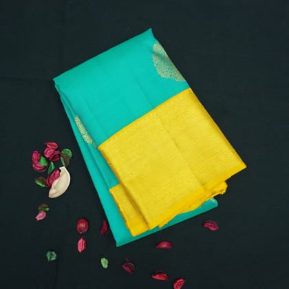 Anandha Blue Kancheepuram Silk Saree Korvai Border