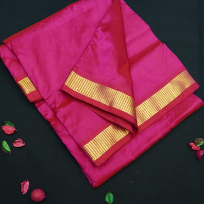 Pink Kanchipuram Silk Saree - 9 Yard Saree