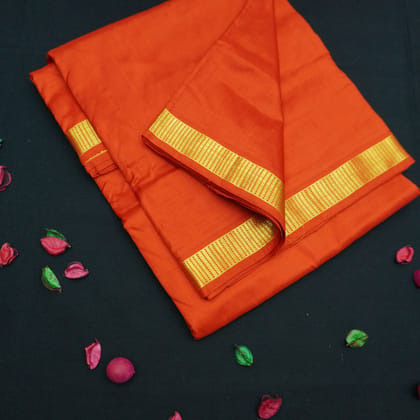 Orange Kanchipuram Pure Silk Saree - 10 Yard Saree