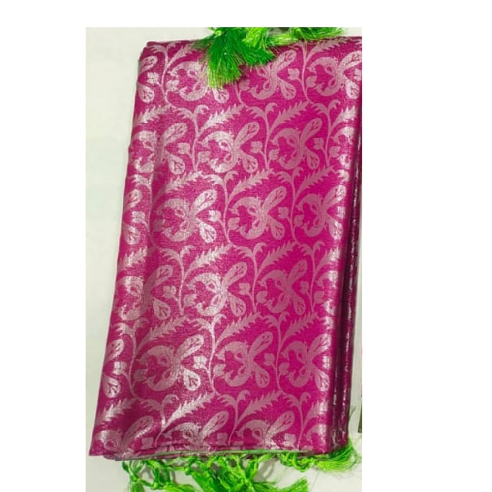 Woven Banarasi Cotton Silk Saree  (pink)