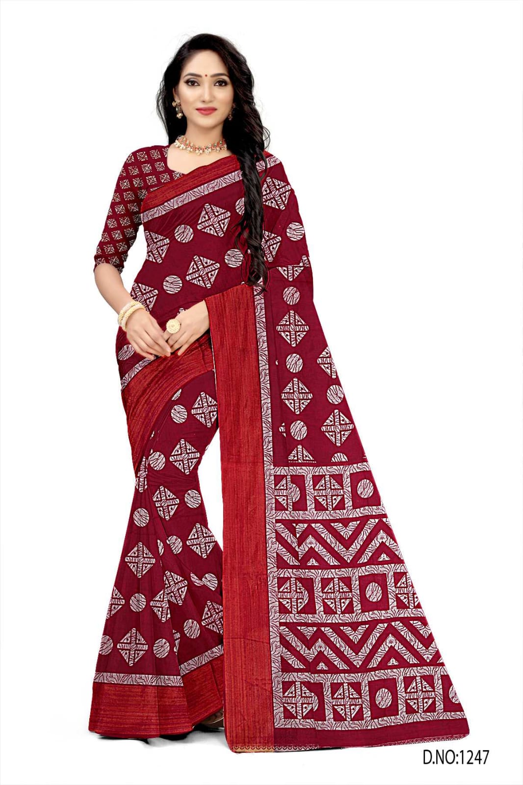 BEAUTIFUL SOFT COTTON MAROON COLOR  SAREE