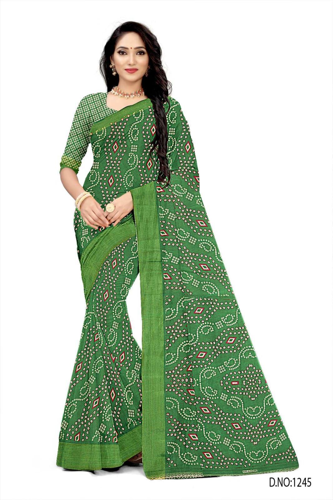 BEAUTIFUL SOFT COTTON GREEN COLOR SAREE SAREE