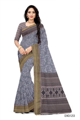 BEAUTIFUL SOFT COTTON GREY COLOR  SAREE