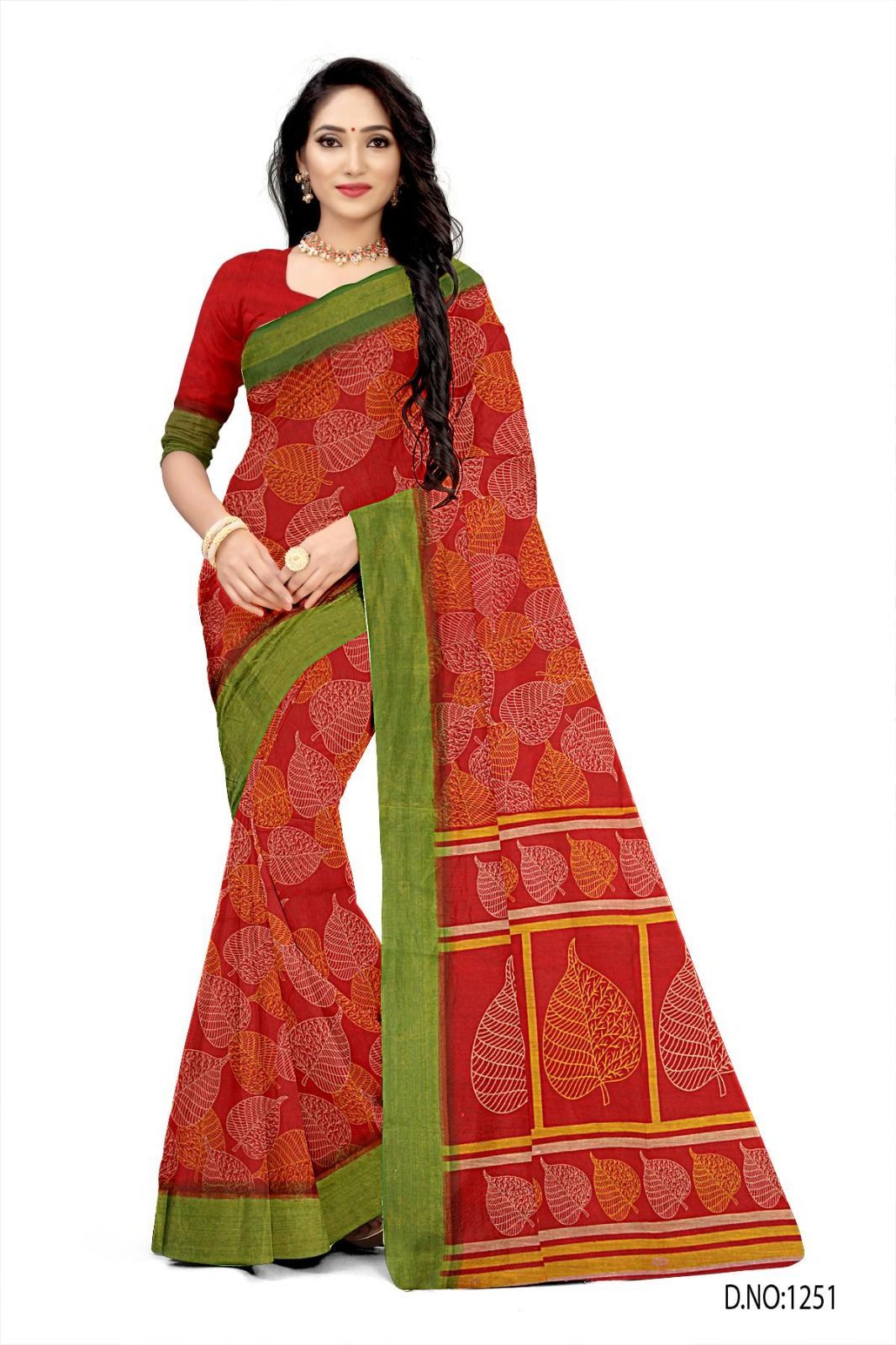 BEAUTIFUL SOFT COTTON ORANGE COLOR  SAREE