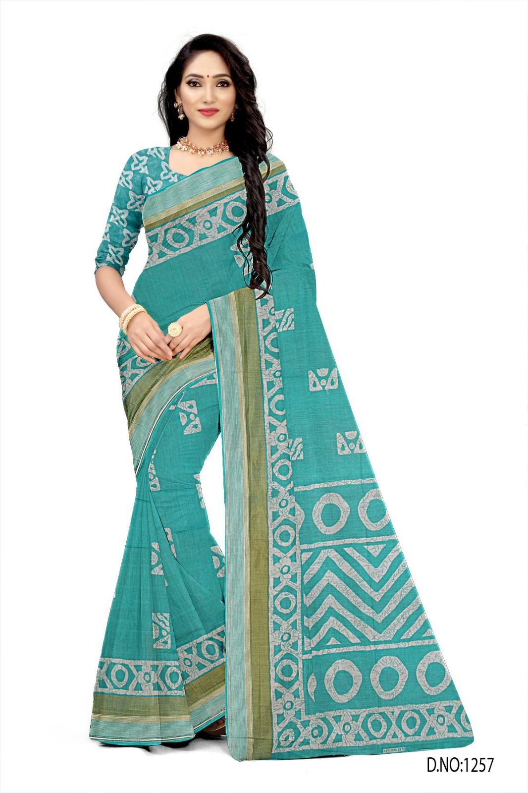 BEAUTIFUL SOFT COTTON GREEN SAREE