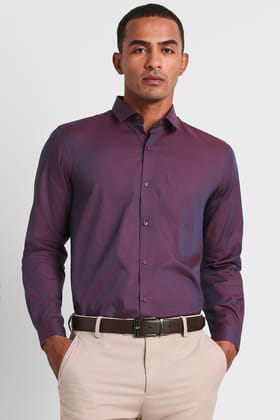 Men Purple Slim Fit Formal Full Sleeves Formal Shirt