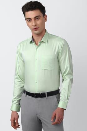 Men Green Slim Fit Formal Full Sleeves Formal Shirt