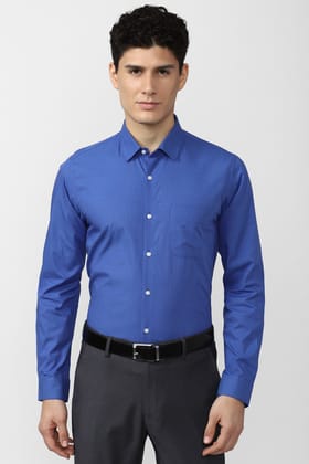 Men Blue Slim Fit Formal Full Sleeves Formal Shirt