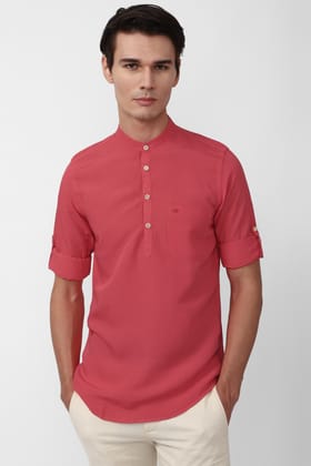 Men Pink Slim Fit Solid Full Sleeves Casual Shirt