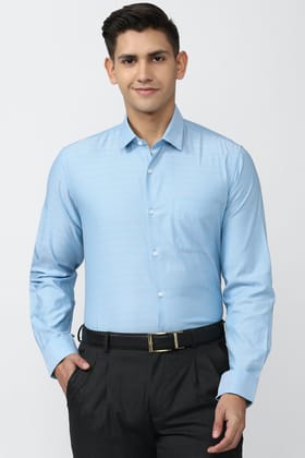 Men Blue Regular Fit Formal Full Sleeves Formal Shirt