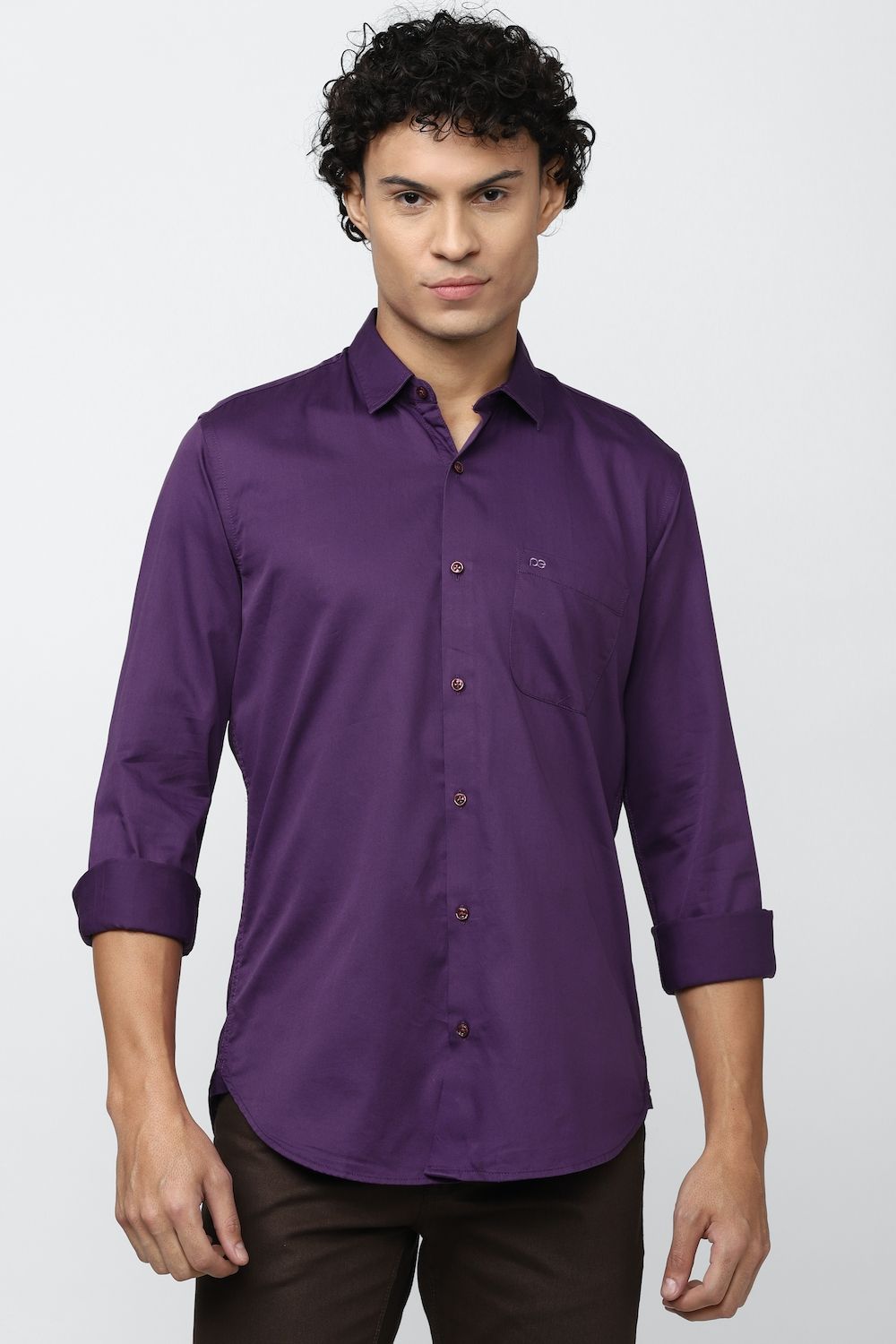 Men Purple Slim Fit Solid Full Sleeves Casual Shirt