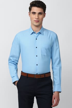 Men Blue Regular Fit Formal Full Sleeves Formal Shirt