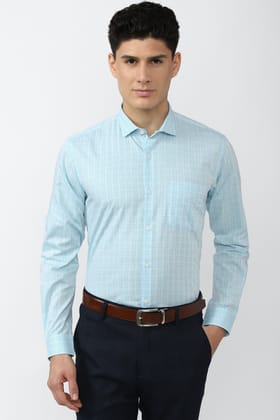 Men Blue Regular Fit Formal Full Sleeves Formal Shirt