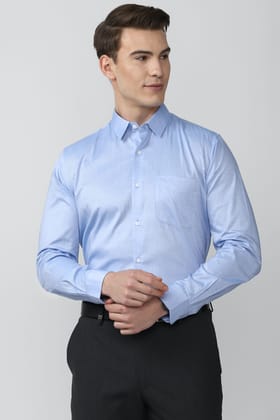 Men Blue Regular Fit Formal Full Sleeves Formal Shirt