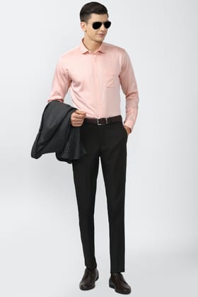 Men Pink Slim Fit Formal Full Sleeves Formal Shirt