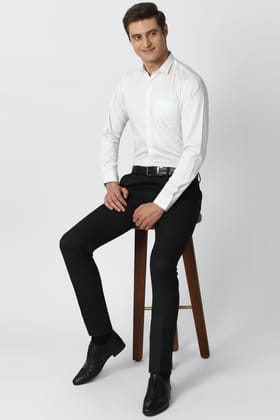 Men White Slim Fit Formal Full Sleeves Formal Shirt