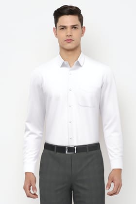 Men White Regular Fit Formal Full Sleeves Formal Shirt