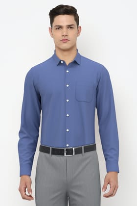 Men Blue Regular Fit Formal Full Sleeves Formal Shirt