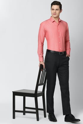 Men Pink Regular Fit Formal Full Sleeves Formal Shirt