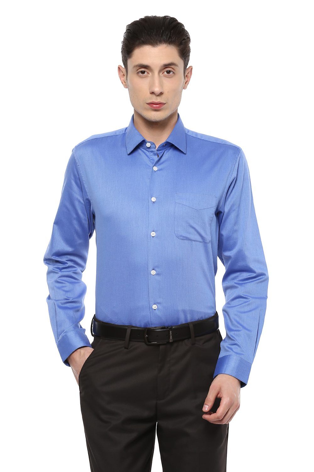 Men Blue Regular Fit Formal Full Sleeves Formal Shirt