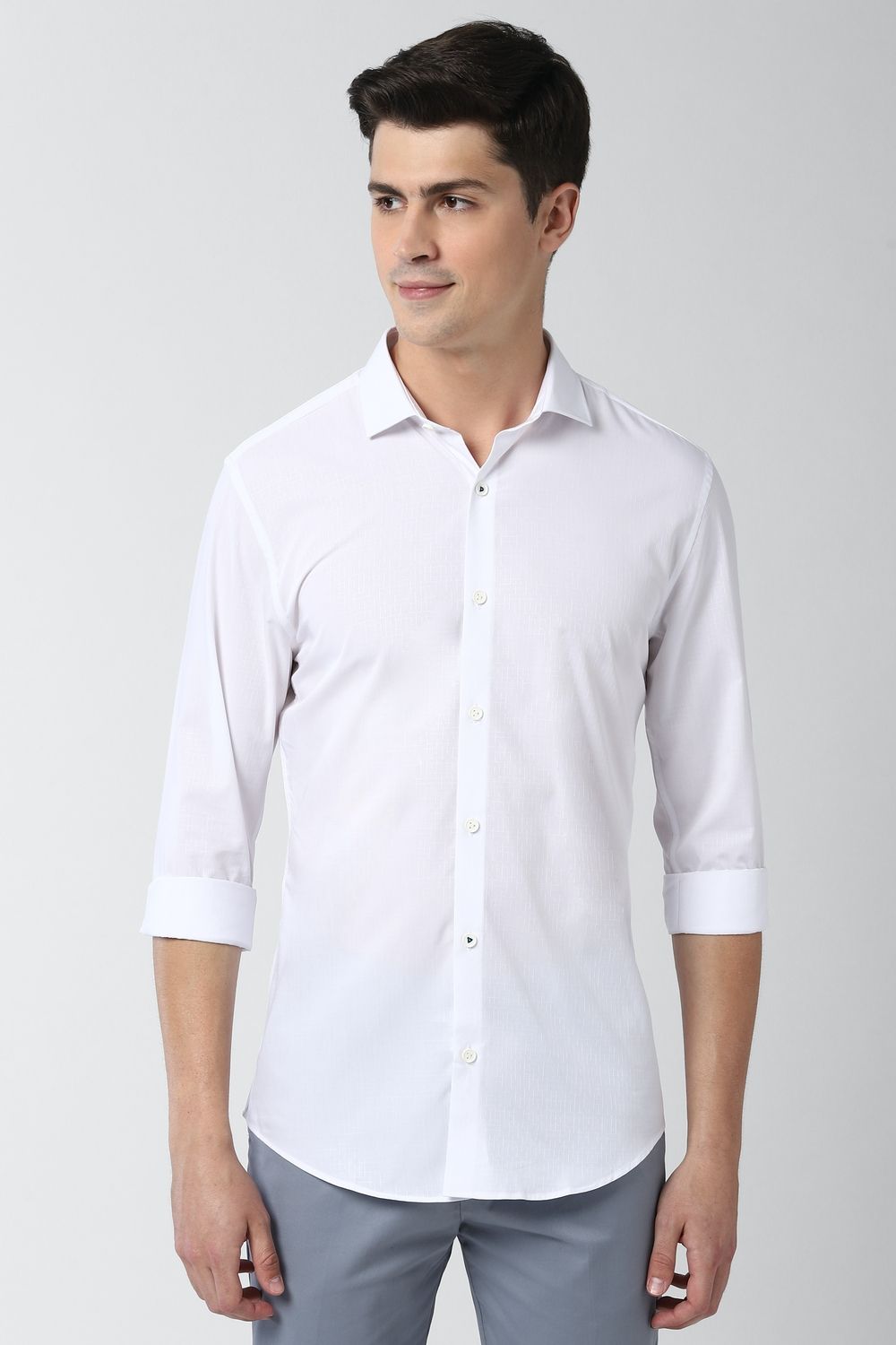 Men White Athletic Fit Formal Full Sleeves Formal Shirt