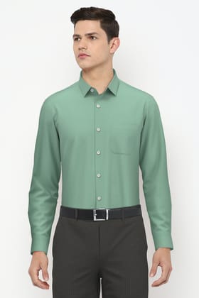 Men Green Regular Fit Formal Full Sleeves Formal Shirt