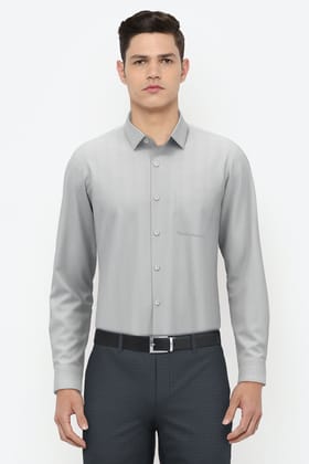 Men Grey Regular Fit Formal Full Sleeves Formal Shirt