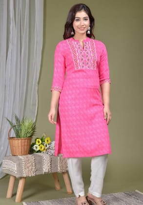 Women's Embroidered Pink Kurti