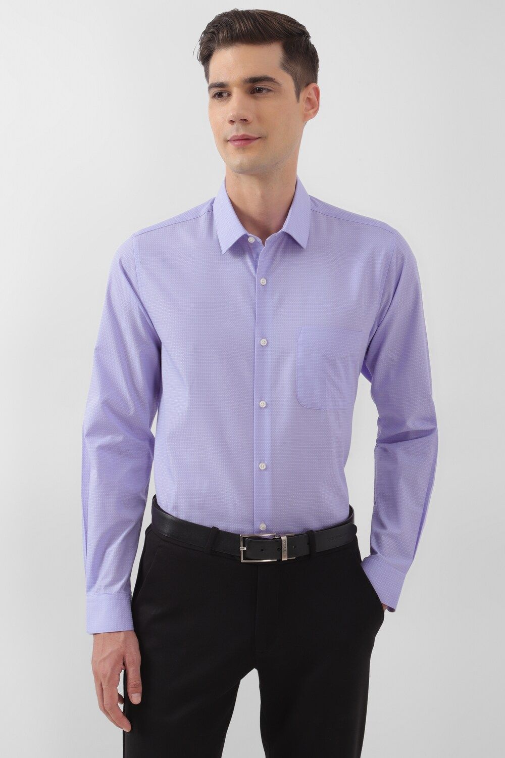 Men Purple Regular Fit Formal Full Sleeves Formal Shirt