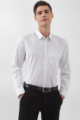 Men White Regular Fit Formal Full Sleeves Formal Shirt