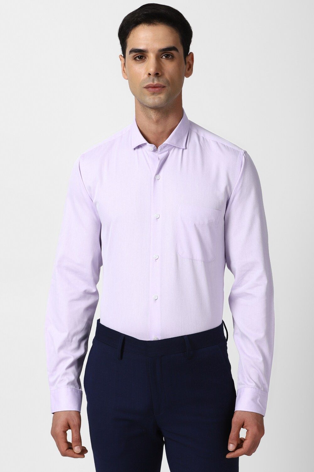 Men Lilac Slim Fit Formal Full Sleeves Formal Shirt