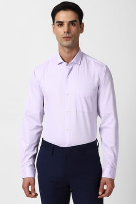 Men Lilac Slim Fit Formal Full Sleeves Formal Shirt