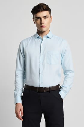 Men Blue Slim Fit Formal Full Sleeves Formal Shirt