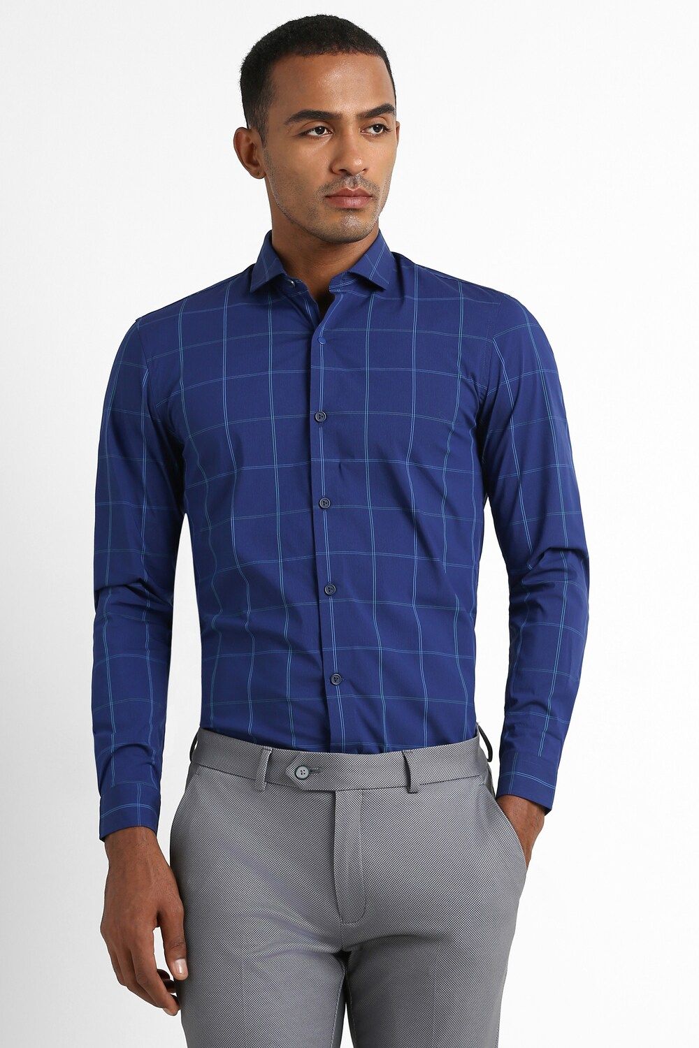 Men Blue Super Slim Fit Formal Full Sleeves Formal Shirt