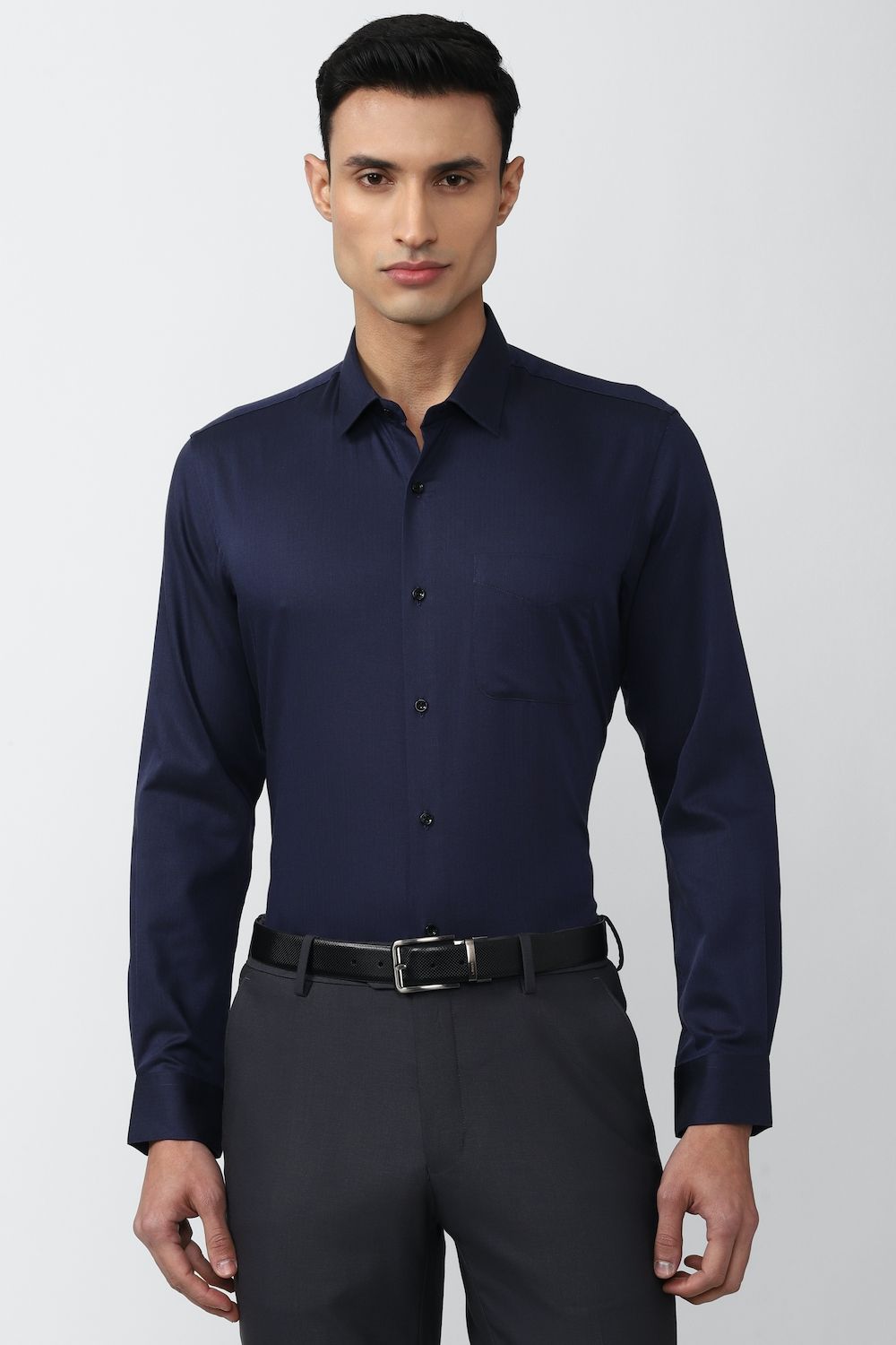 Men Navy Regular Fit Formal Full Sleeves Formal Shirt