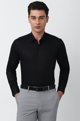 Men Black Regular Fit Formal Full Sleeves Formal Shirt