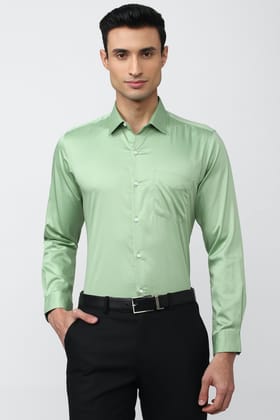 Men Green Regular Fit Formal Full Sleeves Formal Shirt