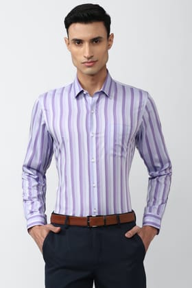 Men Purple Slim Fit Formal Full Sleeves Formal Shirt