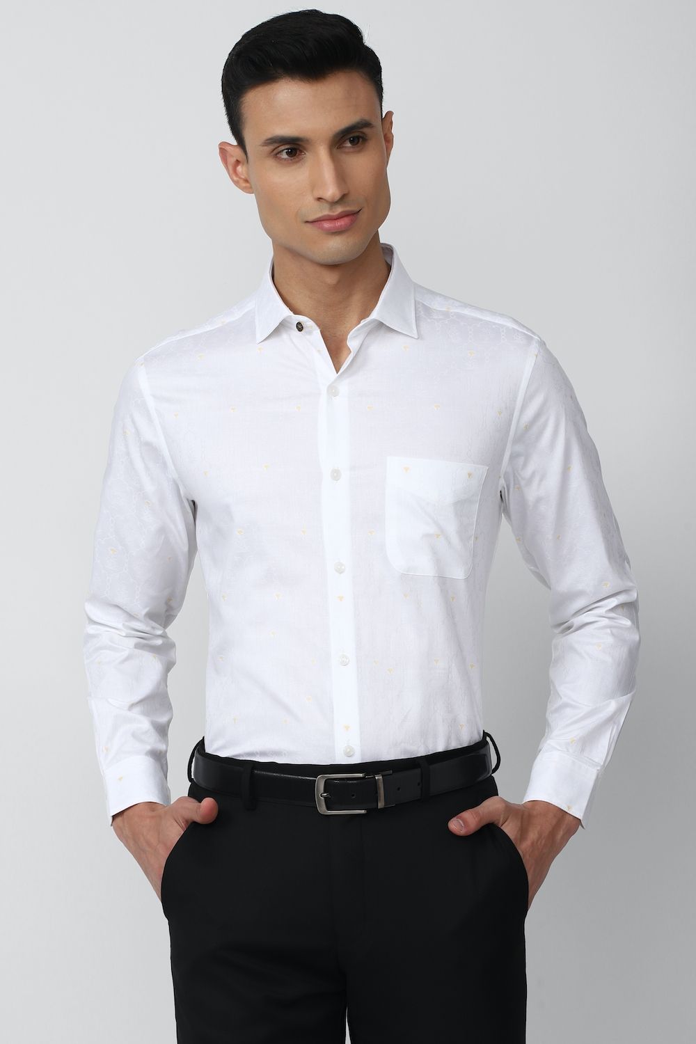 Men White Regular Fit Formal Full Sleeves Formal Shirt